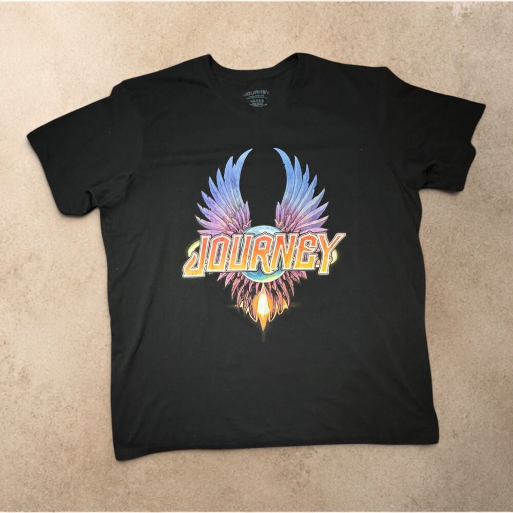 Journey Wings Graphic Band T-Shirt Men's XL Black Rock Concert Music Tee